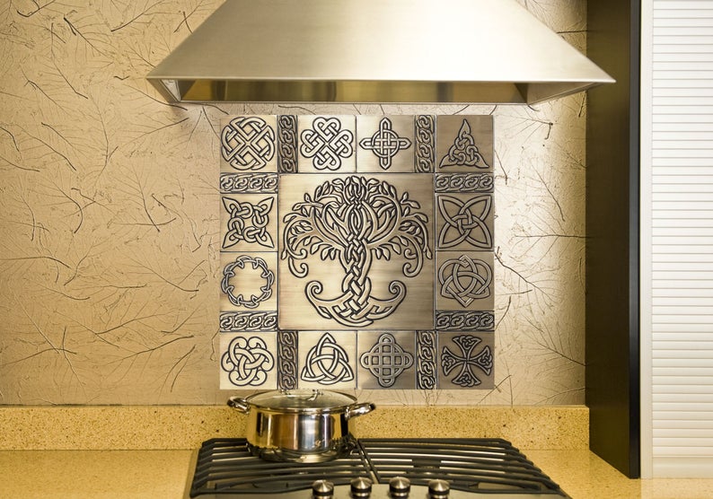 celtic backsplash 21 brass or copper tiles