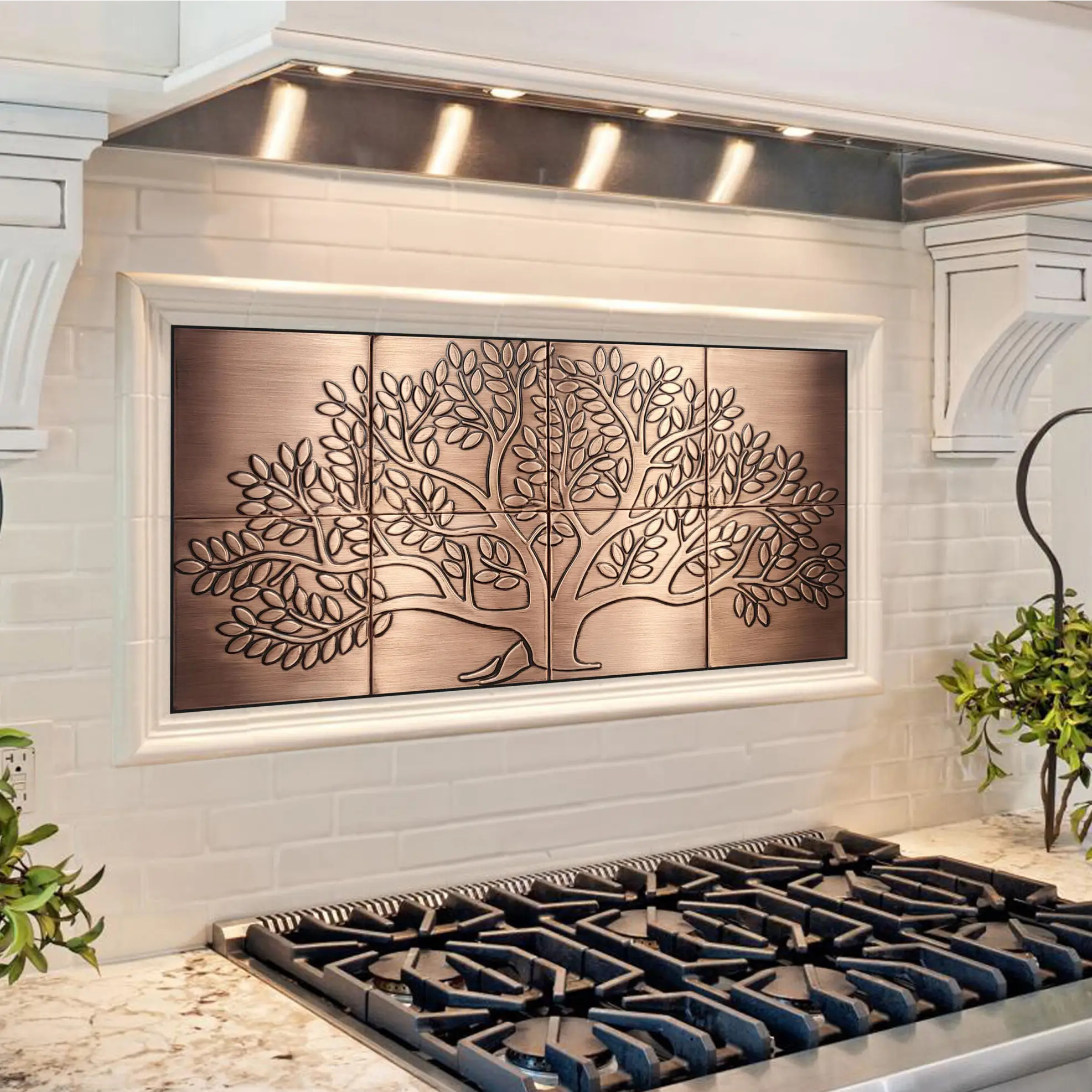 Tree of life copper backsplash