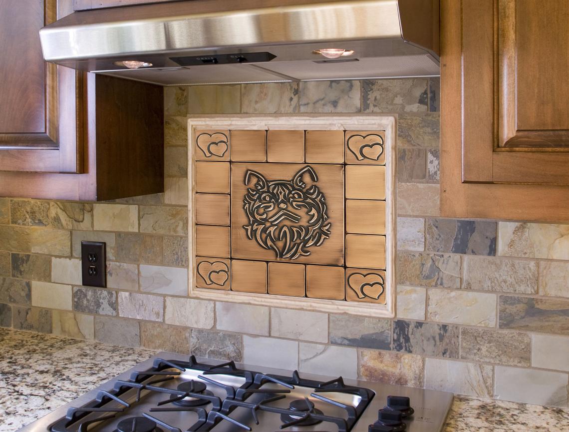 Cute Cat Copper Backsplash