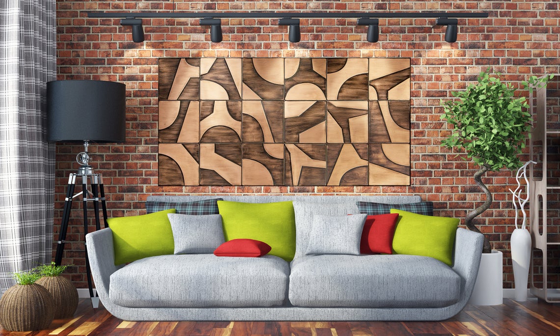 modern pattern tiles. Copper, Brass or Stainless Steel mosaic tiles backsplash - modern metal wall art