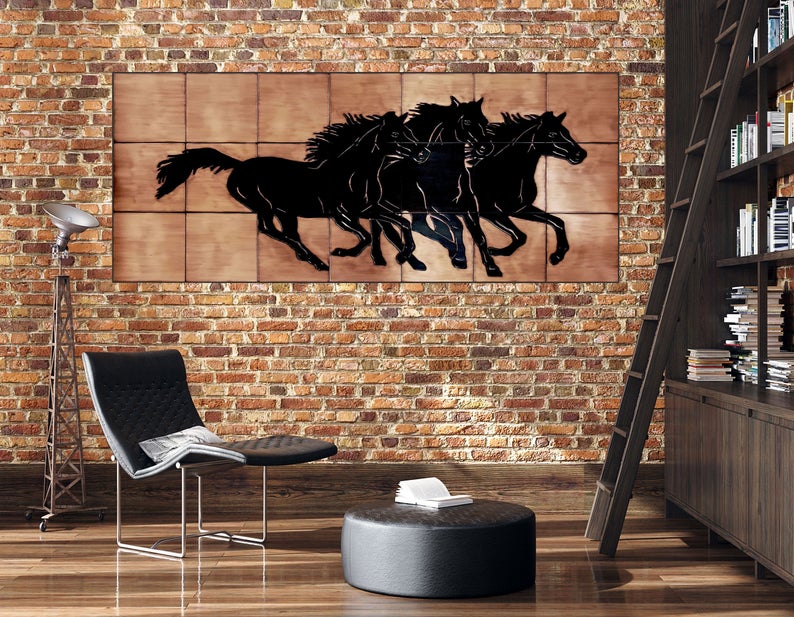 galloping horses copper tiles