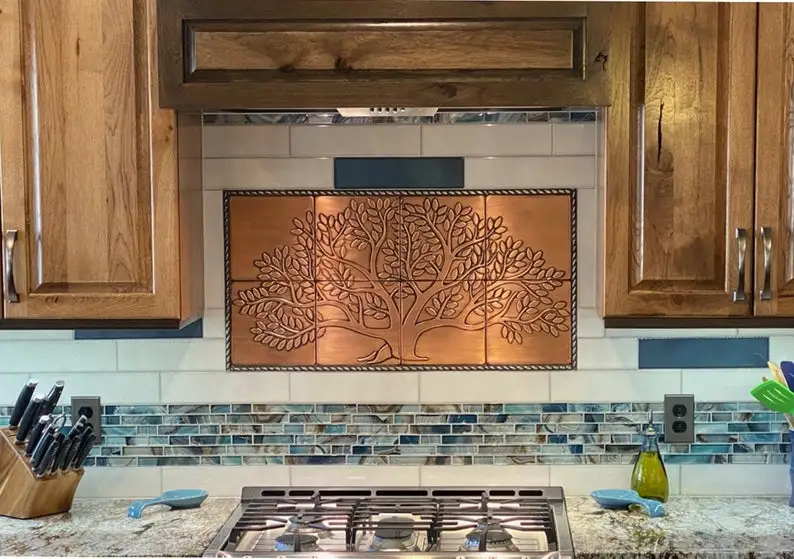 tree of life tile backsplash